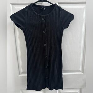 Art Class Black Dress with Button Detail